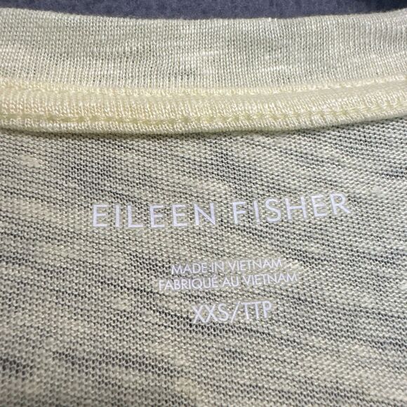 NWT Eileen Fisher 100% Organic Linen Jersey Crew Neck T Shirt Citrus Yellow XXS - Picture 7 of 10